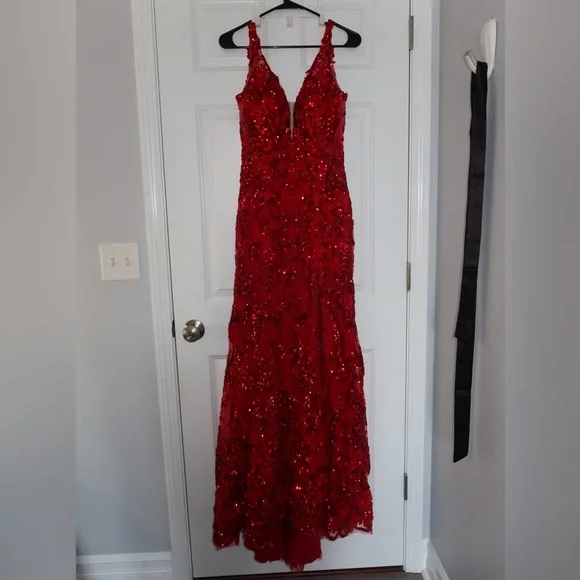 Mori Lee | Dresses | Mori Lee Embroidered And Crystal Beadedprom Dress  Scarlet Red | Poshmark